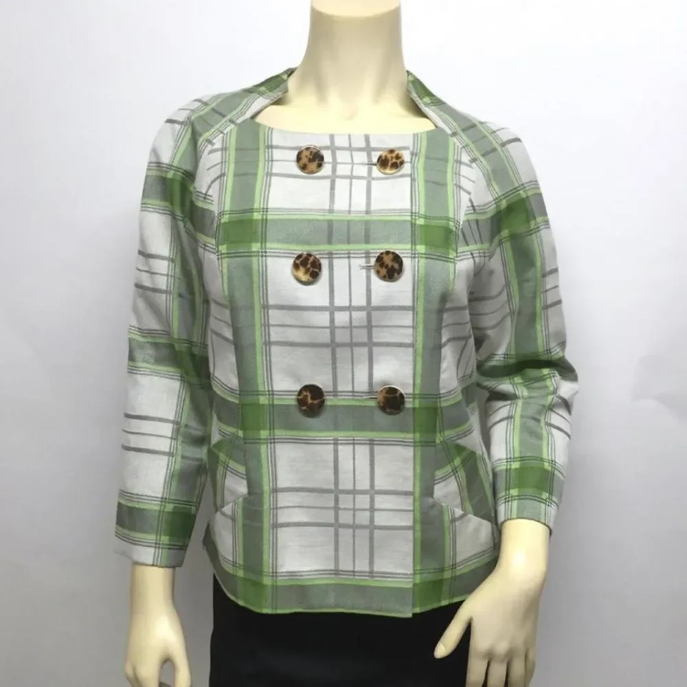 ETCETERA Plaid Jacket Blazer w NOTCHED NECK 6 CHiC